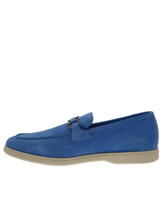 Salvatore Ferragamo Cosimo Gancini Loafers Blue Suede Leather Size 12 New main image 5